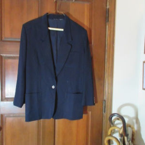 NAVY BLUE WOOL LINED JACKET BLAZER Large